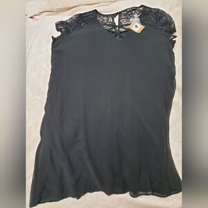 Elegant Black Lace Trim Women's Dress - FUEGO Large